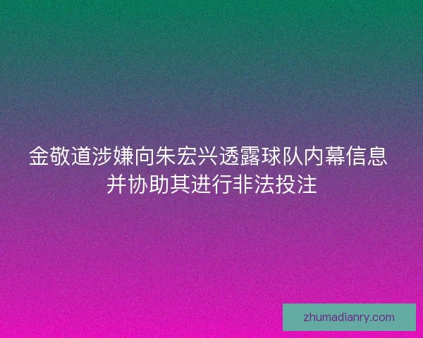 金敬道涉嫌向朱宏兴透露球队内幕信息 并协助其进行非法投注