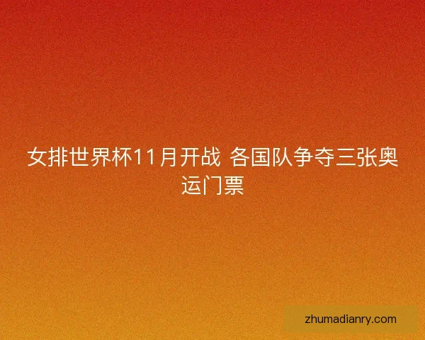 女排世界杯11月开战 各国队争夺三张奥运门票